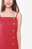Janelle Side Button Down Dress in Red