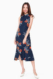 Giselle Cheongsam Peplum Dress in Navy
