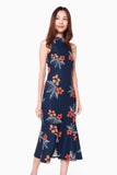 Giselle Cheongsam Peplum Dress in Navy