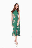 Giselle Cheongsam Peplum Dress in Forest