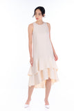 Gabby Layer Dip Hem Dress in Cream
