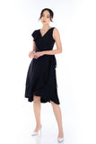 Tiana Ruffle Wrap Dress in Black