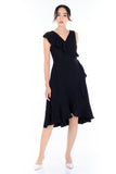 Tiana Ruffle Wrap Dress in Black