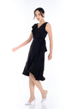 Tiana Ruffle Wrap Dress in Black