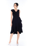 Tiana Ruffle Wrap Dress in Black