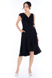 Tiana Ruffle Wrap Dress in Black