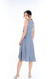 Tiana Ruffle Wrap Dress in Dusty Grey