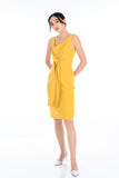 Savannah Toga Knotted Dress in Mustard