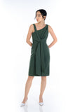 Savannah Toga Knotted Dress in Forest
