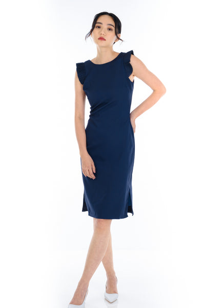 Tilly Pleated Sleeves in Midnight Blue