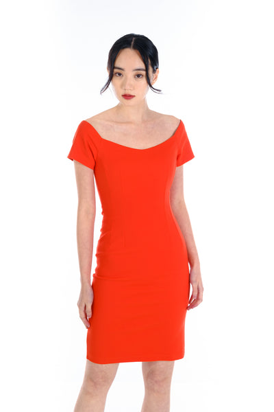 Layla Classic Off Shoulder Dress in Chilli