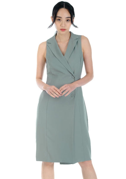 Faye Tux Sleeveless Shirtdress (Pre-order, Item delivered in 7 days)
