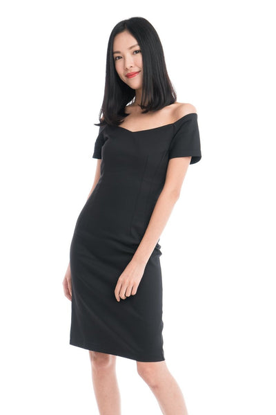 Layla Classic Off Shoulder Dress in Black