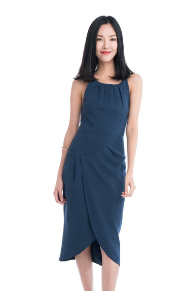 Heidi Cross-Over Dress in Navy