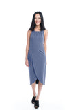Heidi Cross-Over Dress in Grey Blue