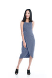 Heidi Cross-Over Dress in Grey Blue