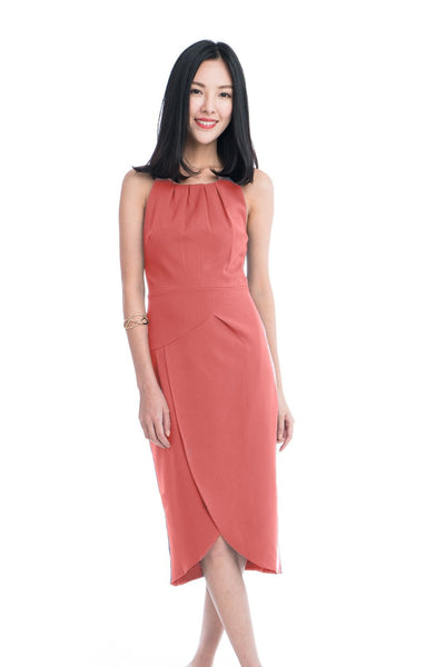 Heidi Cross-Over Dress in Salmon