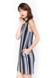 Pearly Pleated Shift Pocket Dress