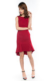 Britney Mermaid High Low Dress in Deep Red