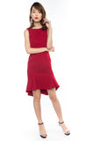 Britney Mermaid High Low Dress in Deep Red