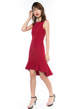 Britney Mermaid High Low Dress in Deep Red