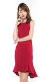 Britney Mermaid High Low Dress in Deep Red