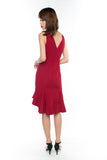Britney Mermaid High Low Dress in Deep Red