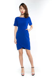 Sleeved Cross Over Midi in Blue