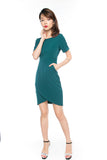 Sleeved Cross Over Midi in Green