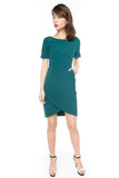 Sleeved Cross Over Midi in Green