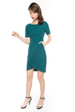 Sleeved Cross Over Midi in Green