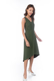 Gen v neck Side Detail Diphem Dress in Olive