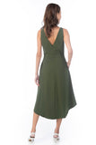 Gen v neck Side Detail Diphem Dress in Olive