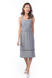 Heidi Square Neck Tassle Belted Dress In Heather Grey