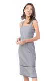 Heidi Square Neck Tassle Belted Dress In Heather Grey