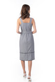 Heidi Square Neck Tassle Belted Dress In Heather Grey