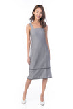 Heidi Square Neck Tassle Belted Dress In Heather Grey