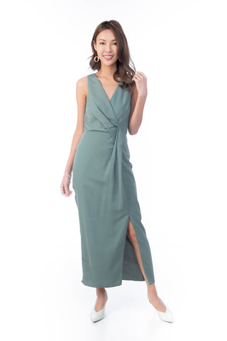 Angeline Fold Detail Maxi in Sea Green