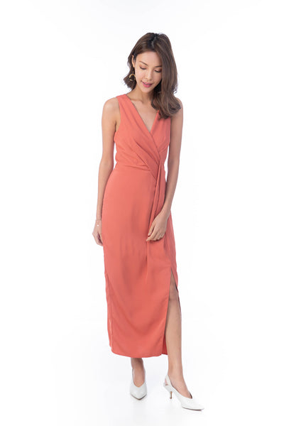 Angeline Fold Detail Maxi in Salmon