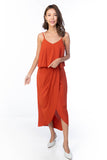 Amanda Crop Top Drape Maxi in Rust