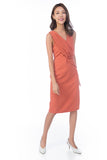 Jules Pleated front Shealth Midi in Salmon