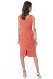 Jules Pleated front Shealth Midi in Salmon