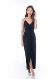 Jaime Pleated Ruffle Maxi in Midnight Blue