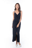 Jaime Pleated Ruffle Maxi in Midnight Blue