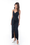 Jaime Pleated Ruffle Maxi in Midnight Blue