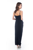 Jaime Pleated Ruffle Maxi in Midnight Blue